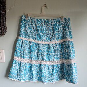 Y2k Old Navy 100% Cotton Floral Skirt with Lace Detailing Size 12